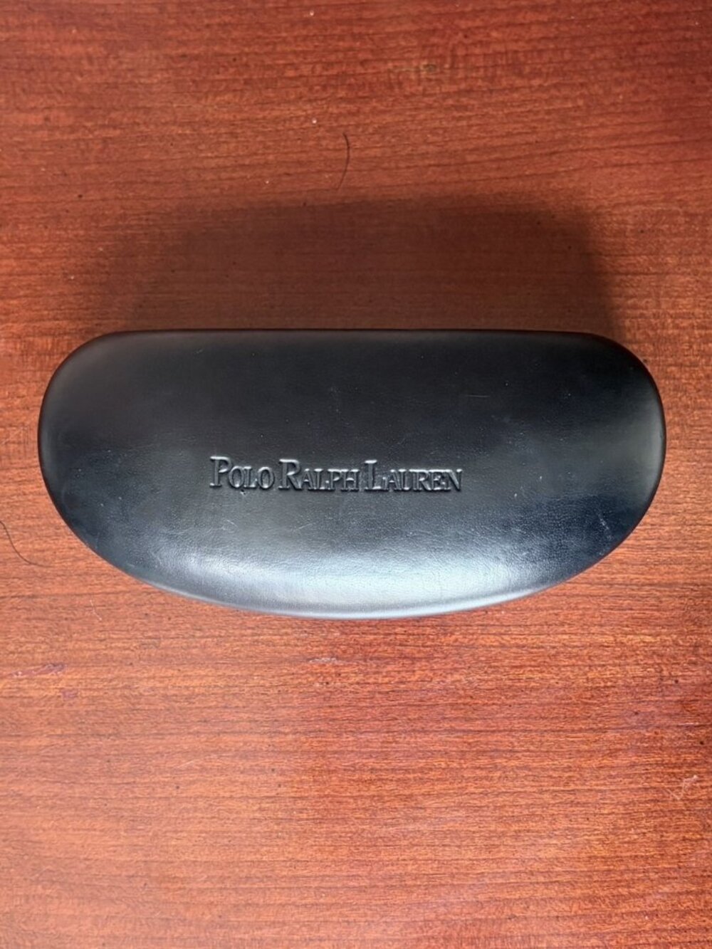 Polo Ralph Lauren Black Matte Leather Hard Clamshell Sunglasses Eyeglass Case